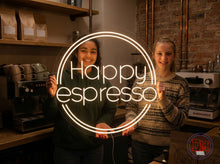 Load image into Gallery viewer, Happy espresso neon sign, coffee neon sign, espresso neon light
