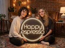 Load image into Gallery viewer, Happy espresso neon sign, coffee neon sign, espresso neon light
