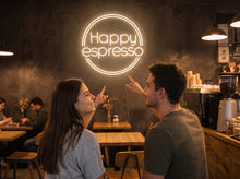 Load image into Gallery viewer, Happy espresso neon sign, coffee neon sign, espresso neon light
