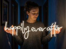 Load image into Gallery viewer, Happily ever after neon sign, wedding decor neon sign, happily neon signs 45in
