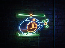 Load image into Gallery viewer, Helicopter Neon Sign, Helicopter Light Sign, Aviation Helicopter Neon Sign Multicolor
