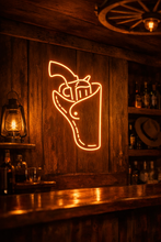 Load image into Gallery viewer, Holstered revolver neon sign, western six-shooter neon sign

