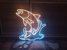Load image into Gallery viewer, Salmon Fish Neon Sign, Fisherman&#39;s Delight LED Neon Sign, Fresh Catch LED Neon Sign, Salmon Wall Art LED Neon Sign, Seafood Lovers LED Neon Sign
