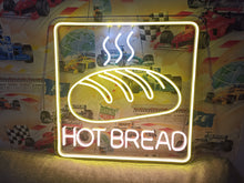 Load image into Gallery viewer, Hot bread neon sign, fresh bread neon sign, bakery neon sign, loaf bread neon sign, bread shop neon sign, hot fresh bread sign, neon bread sign, artisan bread neon sign, bread bakery neon light, warm bread neon sign
