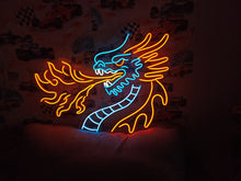 Load image into Gallery viewer, Dragon head neon sign, dragon neon light, neon dragon sign, neon dragon head, LED dragon sign, dragon wall light, neon dragon lamp, dragon head LED sign, glowing dragon sign, neon fantasy sign
