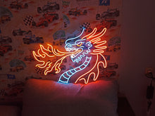 Load image into Gallery viewer, Dragon head neon sign, dragon neon light, neon dragon sign, neon dragon head, LED dragon sign, dragon wall light, neon dragon lamp, dragon head LED sign, glowing dragon sign, neon fantasy sign
