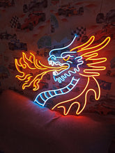 Load image into Gallery viewer, Dragon head neon sign, dragon neon light, neon dragon sign, neon dragon head, LED dragon sign, dragon wall light, neon dragon lamp, dragon head LED sign, glowing dragon sign, neon fantasy sign
