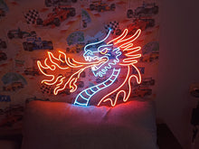 Load image into Gallery viewer, Dragon head neon sign, dragon neon light, neon dragon sign, neon dragon head, LED dragon sign, dragon wall light, neon dragon lamp, dragon head LED sign, glowing dragon sign, neon fantasy sign
