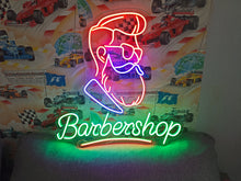 Load image into Gallery viewer, Barbershop neon sign, Neon barber sign, Barber pole neon sign, Neon hair salon sign, Neon open sign for barber shop
