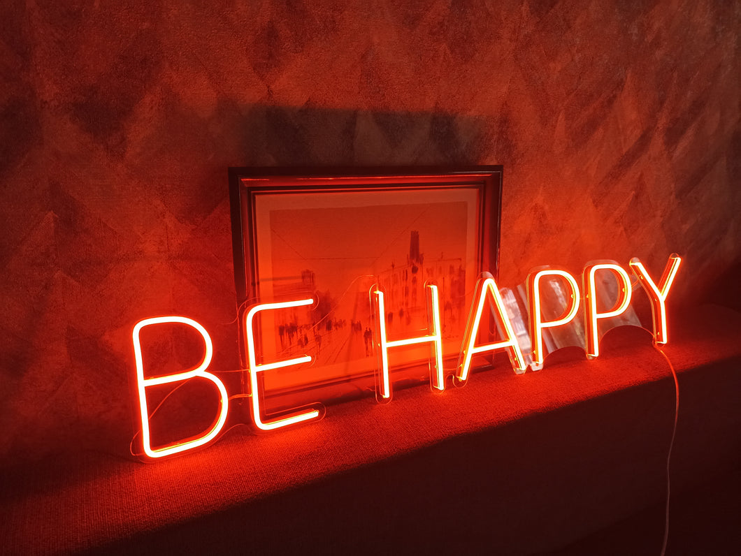 Neon sign be happy, be happy neon sign, happy neon sign