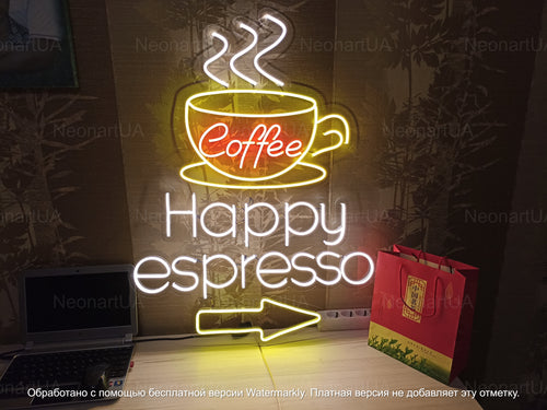 Coffee neon sign, Happy espresso neon sign, Espresso lover's neon sign, Charming coffee cup neon, Cafeteria neon wall decor, Coffee cafeneon