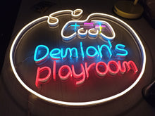 Load image into Gallery viewer, Neon sign game room with custom name, game controller neon sign, Neon Controller Sign Gamepad Led Light, Gaming Controller Neon Sign
