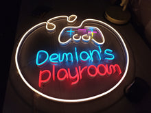Load image into Gallery viewer, Neon sign game room with custom name, game controller neon sign, Neon Controller Sign Gamepad Led Light, Gaming Controller Neon Sign
