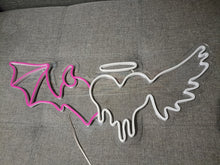 Load image into Gallery viewer, Angel demon heart neon sign, Neon sign angel demon wings, Angel and demon neon light, Angel and demon wings neon sign, angel devil heartwing
