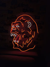 Load image into Gallery viewer, Neon gorilla sign, Gorilla face neon light, Open mouth gorilla neon
