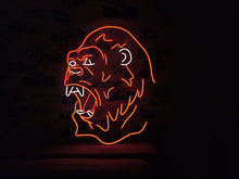 Load image into Gallery viewer, Neon gorilla sign, Gorilla face neon light, Open mouth gorilla neon, Neon sign with gorilla, Monkey face with open mouth neon light
