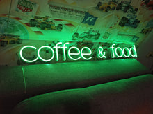 Load image into Gallery viewer, Coffee and food neon sign, coffee neon sign, street food neon sign, food neon, neon sign kitchen, Restaurant Neon, neon sign for a snack bar

