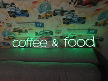Load image into Gallery viewer, Coffee and food neon sign, coffee neon sign, street food neon sign, food neon, neon sign kitchen, Restaurant Neon, neon sign for a snack bar
