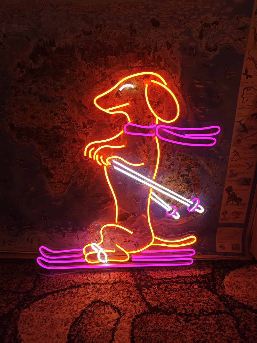 Dachshund Skiing Neon Sign, Snow Skiing Dachshund Led Sign, Skiing Dog Led Light, Pet Skiing Player Neon Light, Animal Sport Room Wall Decor