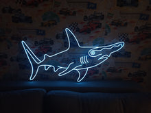 Load image into Gallery viewer, Shark hammer neon sign, shark hammer neon sign, neon hammerhead sign, hammerhead neon light, neon shark sign, hammerhead shark neon
