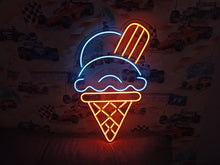 Load image into Gallery viewer, Neon ice cream cone with balloons, Ice cream Neon sign, Ice cream cone neon sign, Neon dessert sign, Ice cream neon light
