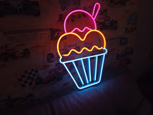 Load image into Gallery viewer, Neon sign ice cream, Ice cream Neon sign, Ice cream cone neon sign, Neon dessert sign, Ice cream neon light

