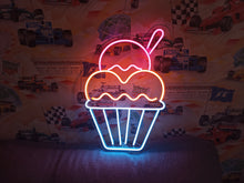 Load image into Gallery viewer, Neon sign ice cream, Ice cream Neon sign, Ice cream cone neon sign, Neon dessert sign, Ice cream neon light
