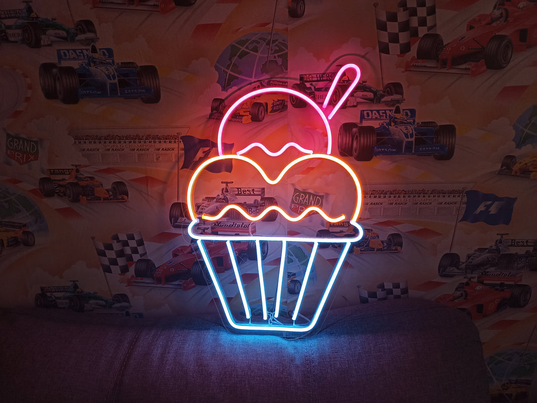 Neon sign ice cream, Ice cream Neon sign, Ice cream cone neon sign, Neon dessert sign, Ice cream neon light
