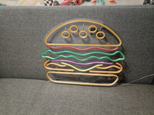 Load image into Gallery viewer, Burger Neon sign, hamburger Neon Sign, Fast Food neon Sign, Kitchen Wall Decor, cheeseburger neon sign
