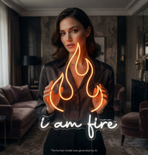 Load image into Gallery viewer, I Am Fire Flame Neon Sign, Burning Blaze Neon Sign White
