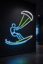 Load image into Gallery viewer, Kitesurfer neon sign, Kiteboarding neon sign, Ocean Kite neon sign Multicolor
