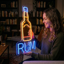 Load image into Gallery viewer, Rum Bottle Neon Sign, Pirate Rum Bottle Neon Sign, Caribbean Rum Neon Sign
