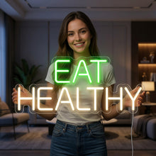 Load image into Gallery viewer, Eat Healthy Neon Sign, Healthy Eating Neon Sign, Eat Well Neon Sign Multicolor
