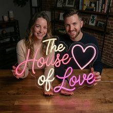Load image into Gallery viewer, House of Love Neon Sign, Love House Neon Sign, Romantic House Neon Sign
