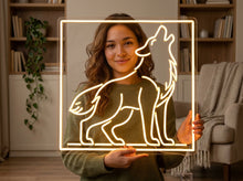 Load image into Gallery viewer, Howling Wolf Neon Sign – Full Moon Glow | Unique Neon Artwork For Forest-Inspired Rooms
