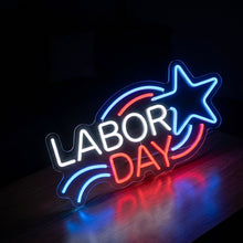 Load image into Gallery viewer, Labor Day Neon Sign, Labor Day BBQ Neon Sign, Labor Day Grill Neon Sign
