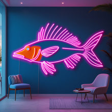 Load image into Gallery viewer, Walleye Neon Sign, Freshwater zander neon sign, Fishing trophy neon sign
