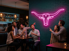 Load image into Gallery viewer, Longhorn Bull neon sign, Bull head led neon, Longhorn head skull light sign, Bull skull sign, Texas western led light
