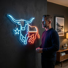 Load image into Gallery viewer, Texas Longhorn Neon Sign – Majestic Steer Silhouette With Wide Horns Glow
