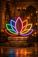 Load image into Gallery viewer, Lotus flower neon sign, zen blooming mandala neon sign Multicolor
