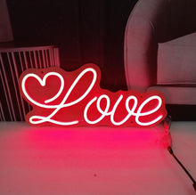 Load image into Gallery viewer, Love Neon Sign, Love Led Sign, Love Light Neon, Neon Love Heart Sign, Neon Sign Wedding red
