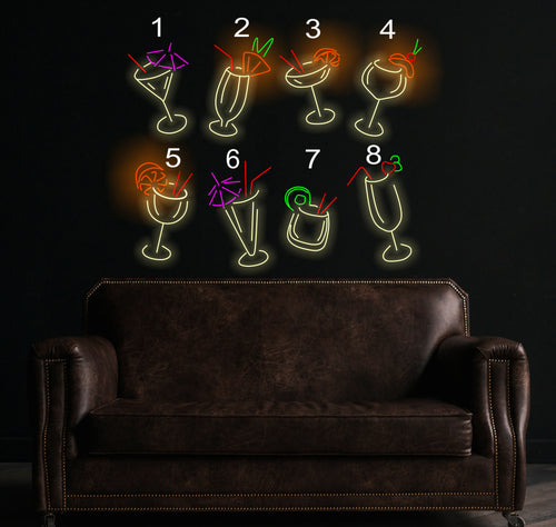 Cocktails led sign,Cocktails neon sign,Martini Glass neon light,Cocktails wall decor,Wine Glass led light,Bar wall decor,Bar neon sign