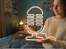 Load image into Gallery viewer, Studio Microphone Neon Sign, Recording Mic Neon Sign, Podcast Mic Neon Sign warm white
