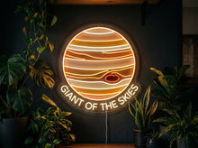 Load image into Gallery viewer, Giant of the Skies neon sign, Jupiter planet neon sign, Gas giant neon sign
