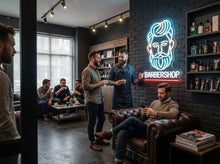 Load image into Gallery viewer, Barbershop neon sign, Neon barber sign, Barber pole neon sign, Neon hair salon sign, Neon open sign for barber shop
