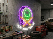 Load image into Gallery viewer, Bass Drum Neon Sign, Skull Drum Neon Sign, Play While You Can Neon Sign
