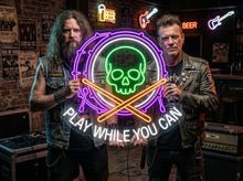 Load image into Gallery viewer, Bass Drum Neon Sign, Skull Drum Neon Sign, Play While You Can Neon Sign
