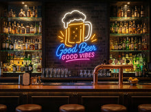 Load image into Gallery viewer, Good beer good vibes neon sign, Beer mug neon sign, Pint glass neon sign
