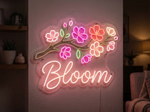 Load image into Gallery viewer, Bloom Neon Sign, Floral Branch Neon Sign, Blossom Quote Neon Sign
