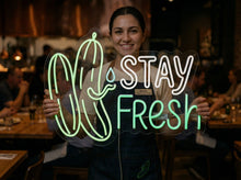 Load image into Gallery viewer, Cucumber Neon Sign, Stay Fresh Neon Sign, Pickle Neon Sign
